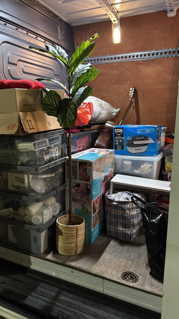 Household items loaded in the van